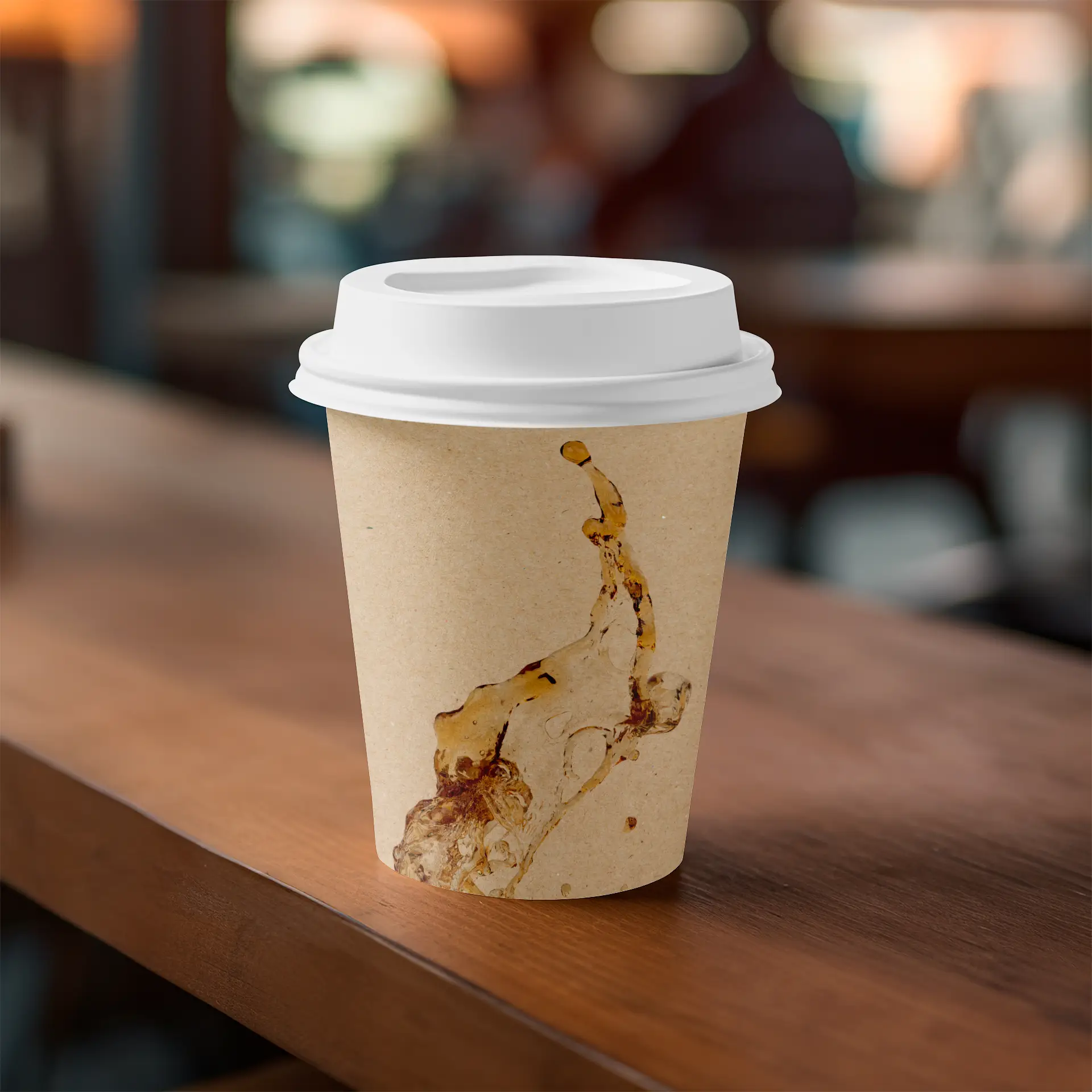 Gobelets personnalisés, paroi simple, 250 ml / 10 oz, brun, revêtement à base d’eau