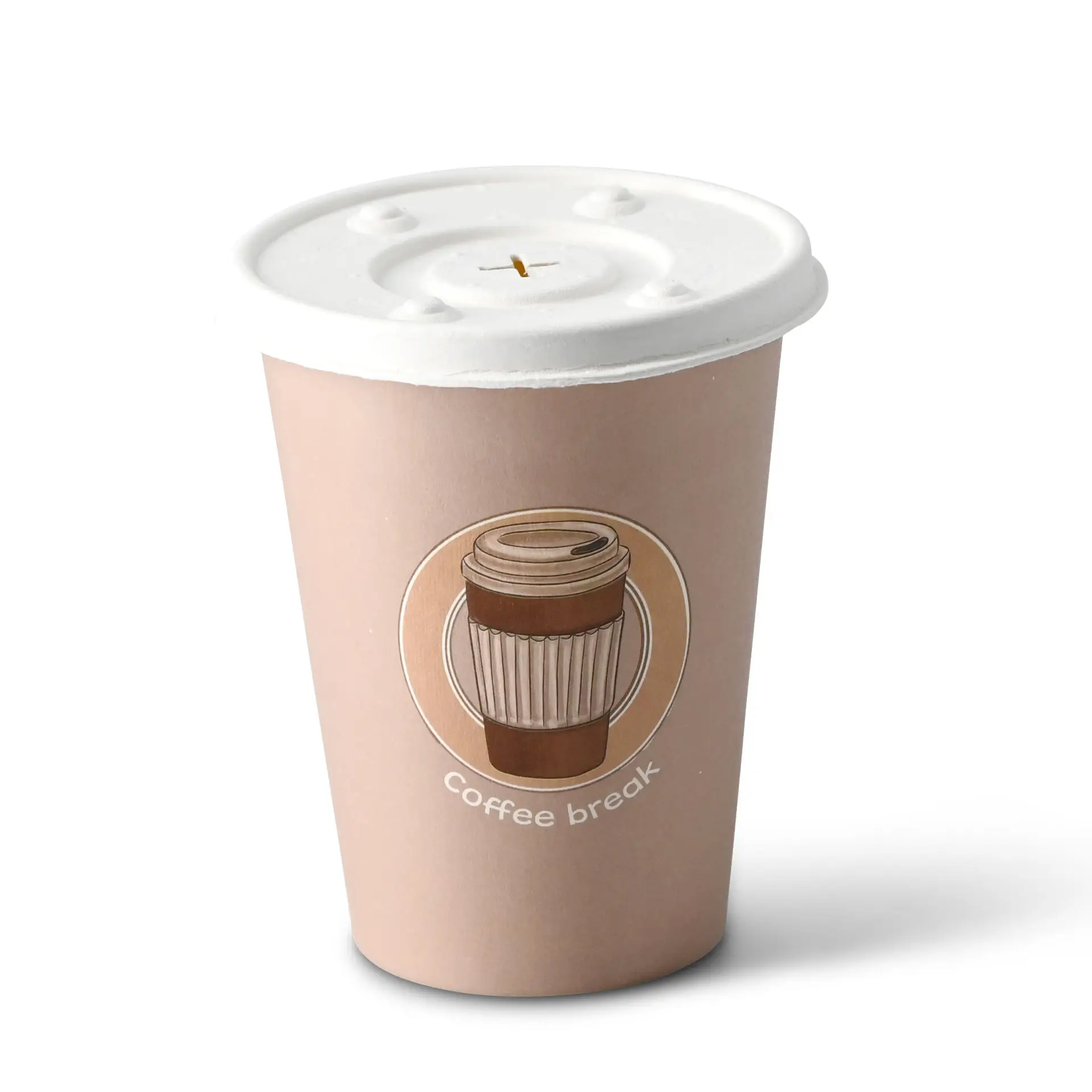 Gobelet en carton imprimé "Coffeebreak" 300 cl / 12 oz, Ø 80 mm, blanc