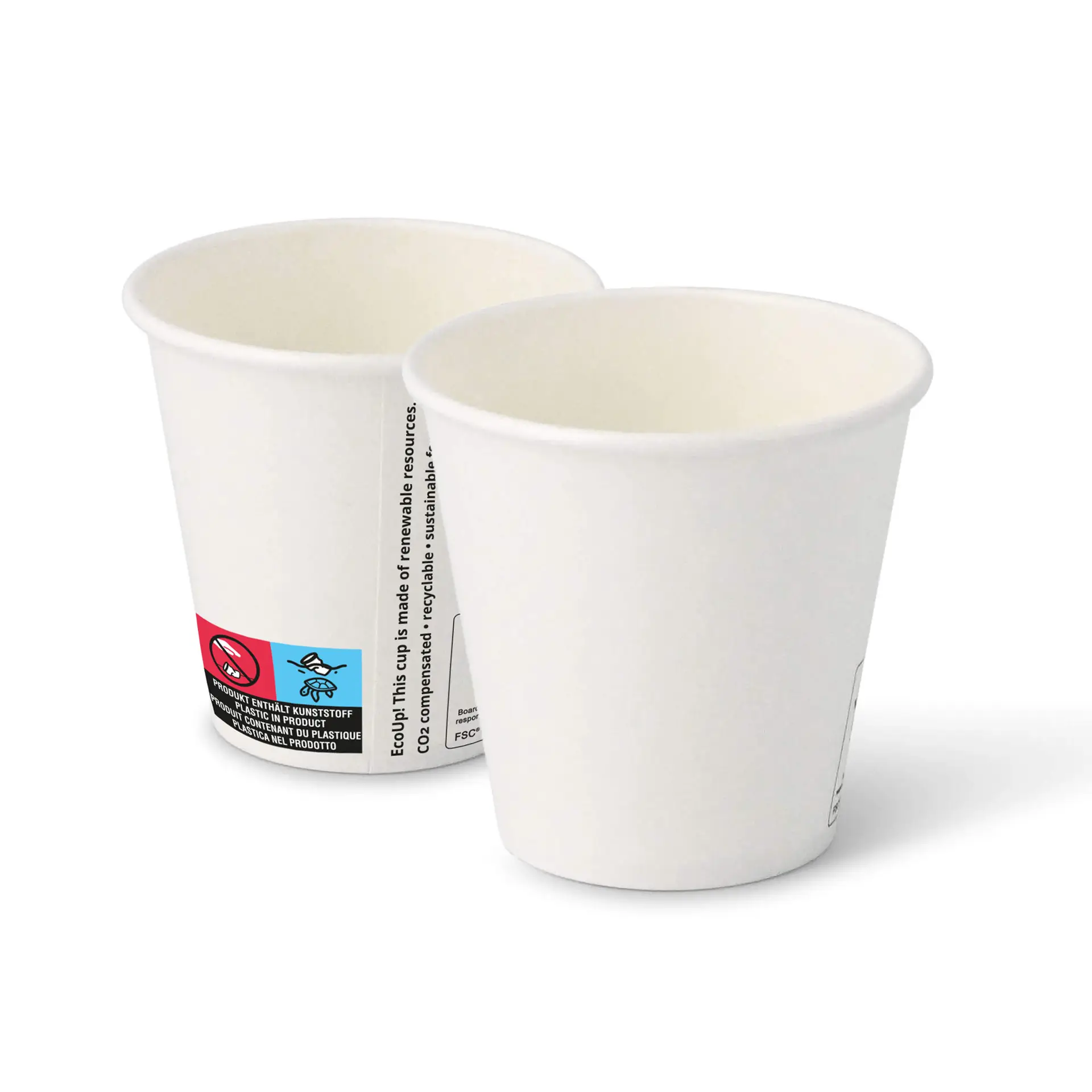 Gobelet en carton (revêtu de PE) 15 cl / 6 oz, Ø 80 mm, blanc