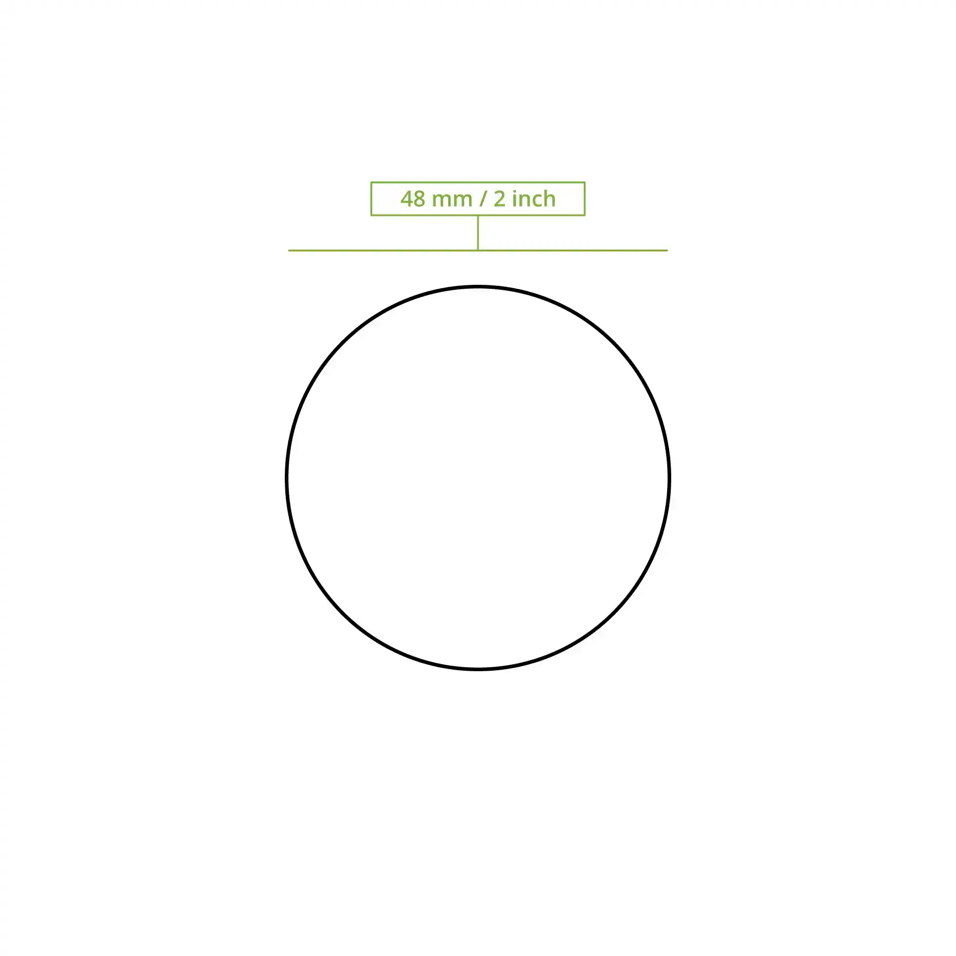 Dessin schématique d'un cercle avec un diamètre de 48 mm et une étiquette indiquant la mesure.