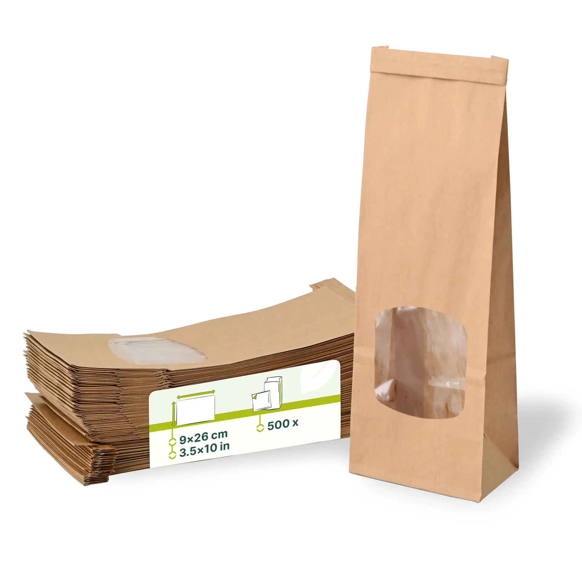 Sac SOS kraft brun S, fenêtre PP et fermeture, 9 x 4,5 x 26 cm Sac SOS kraft brun S, fenêtre PP et fermeture, 9 x 4,5 x 26 cm