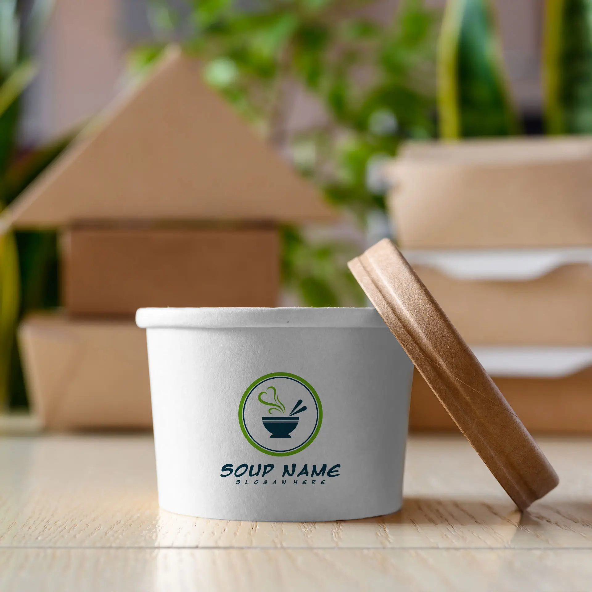 Pot à soupe personnalisé, blanc, 200 ml, Ø 90 mm, revêtement PE