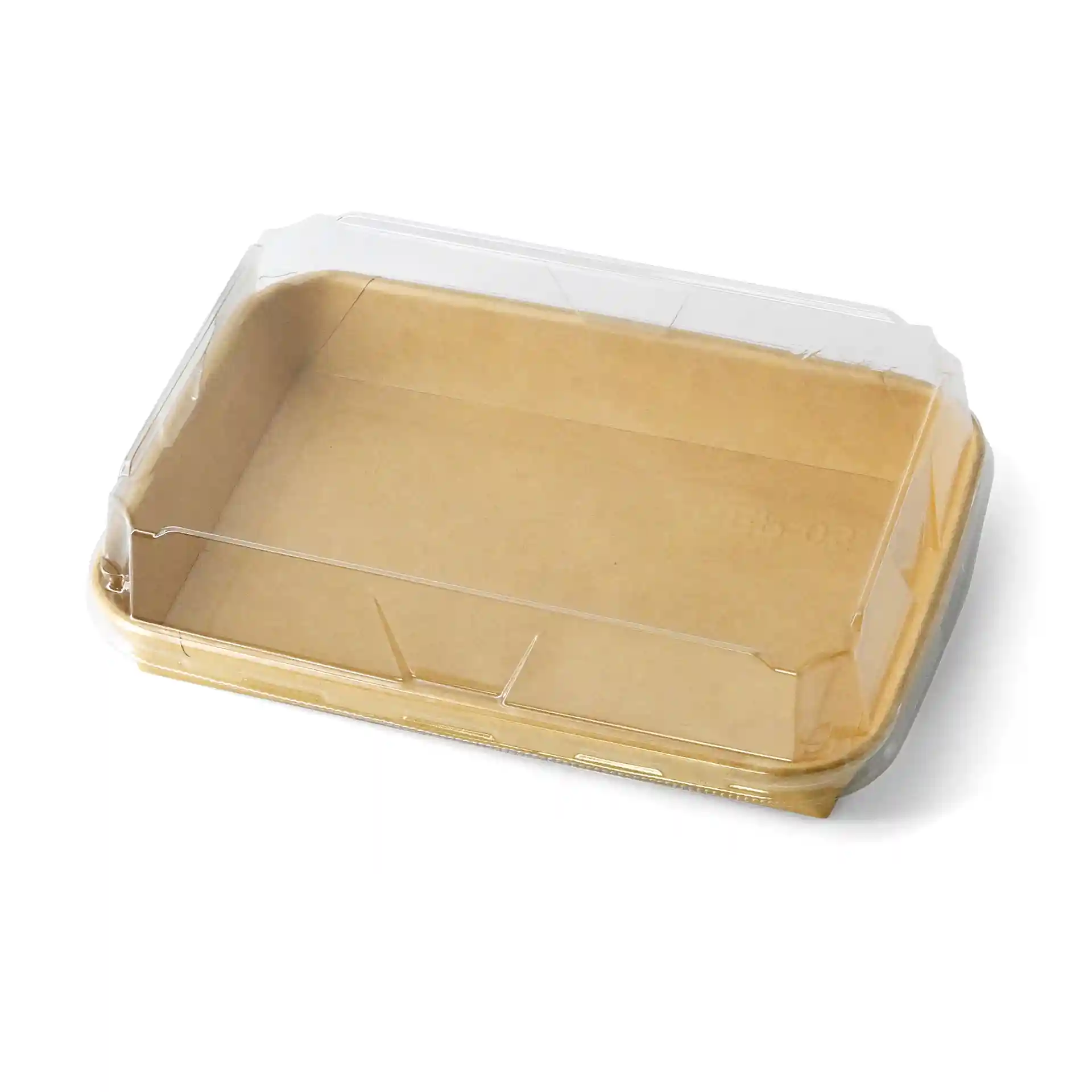 Couvercle en PET transparent pour boîte à sushi, dimensions 18,5 x 13 x 3 cm, hauteur de 3,5 cm.