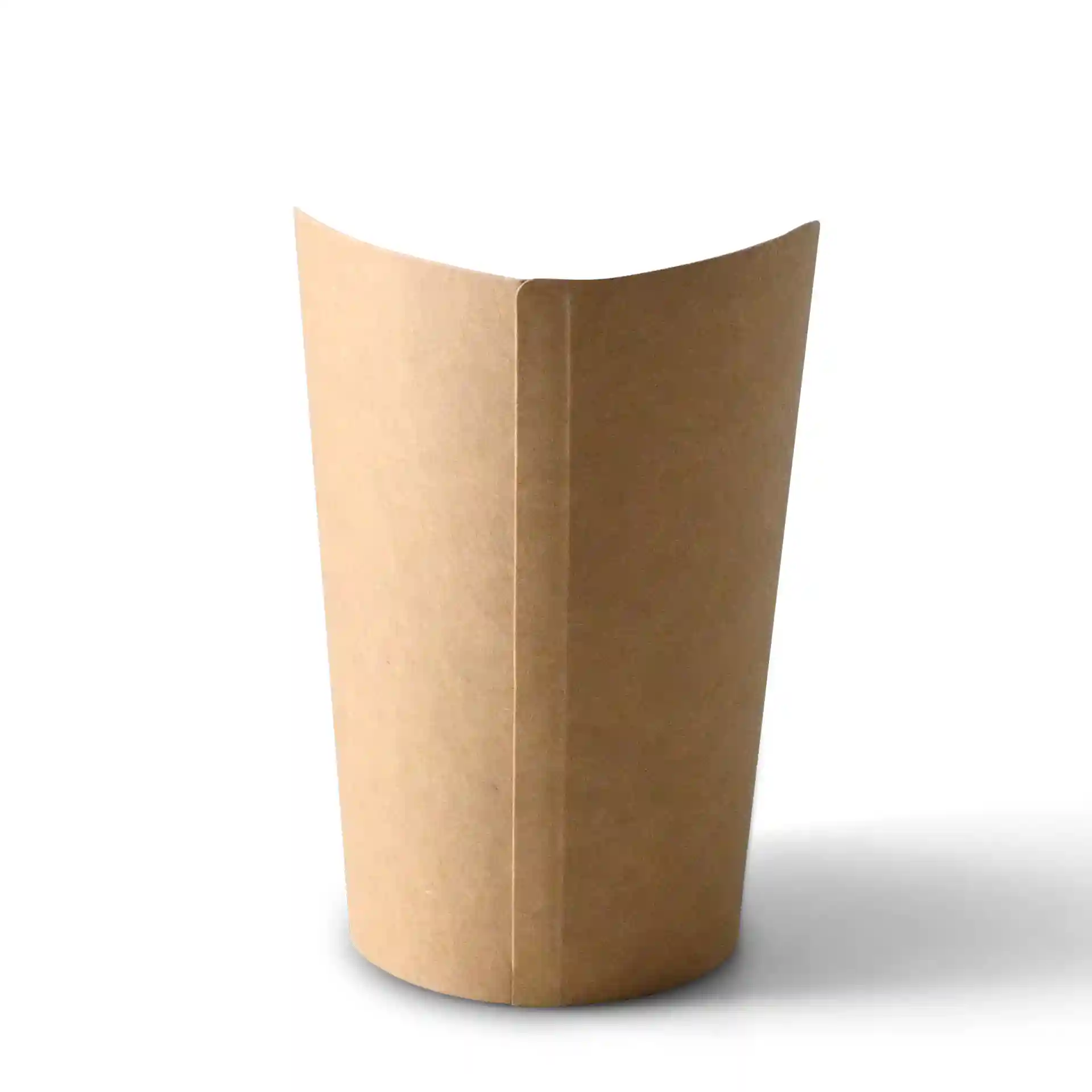 Gobelet en carton brun avec revêtement écologique, capacité de 300 ml, au design conique.