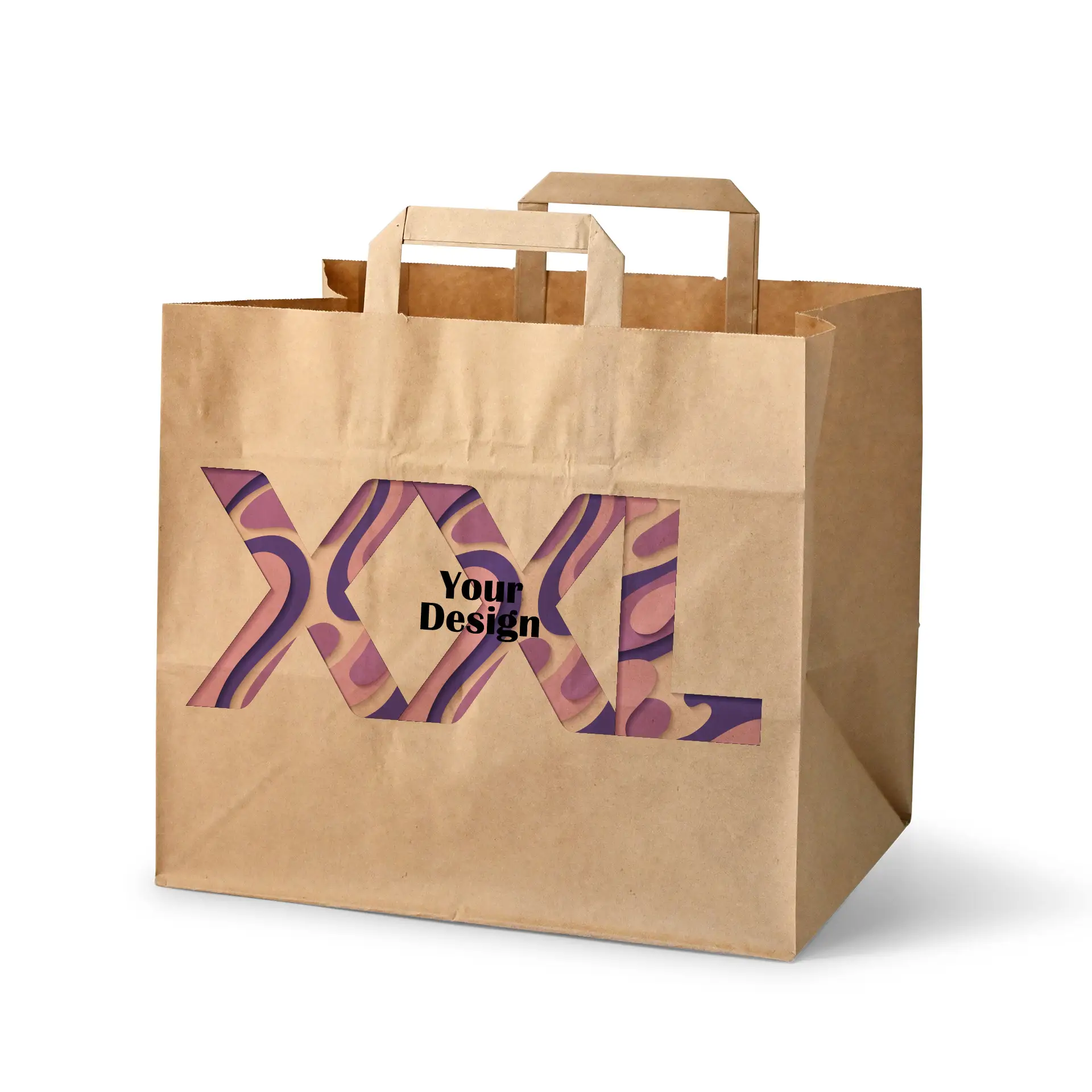 Sacs en papier personnalisés, marron, XXL - 32 x 22 x 27 cm