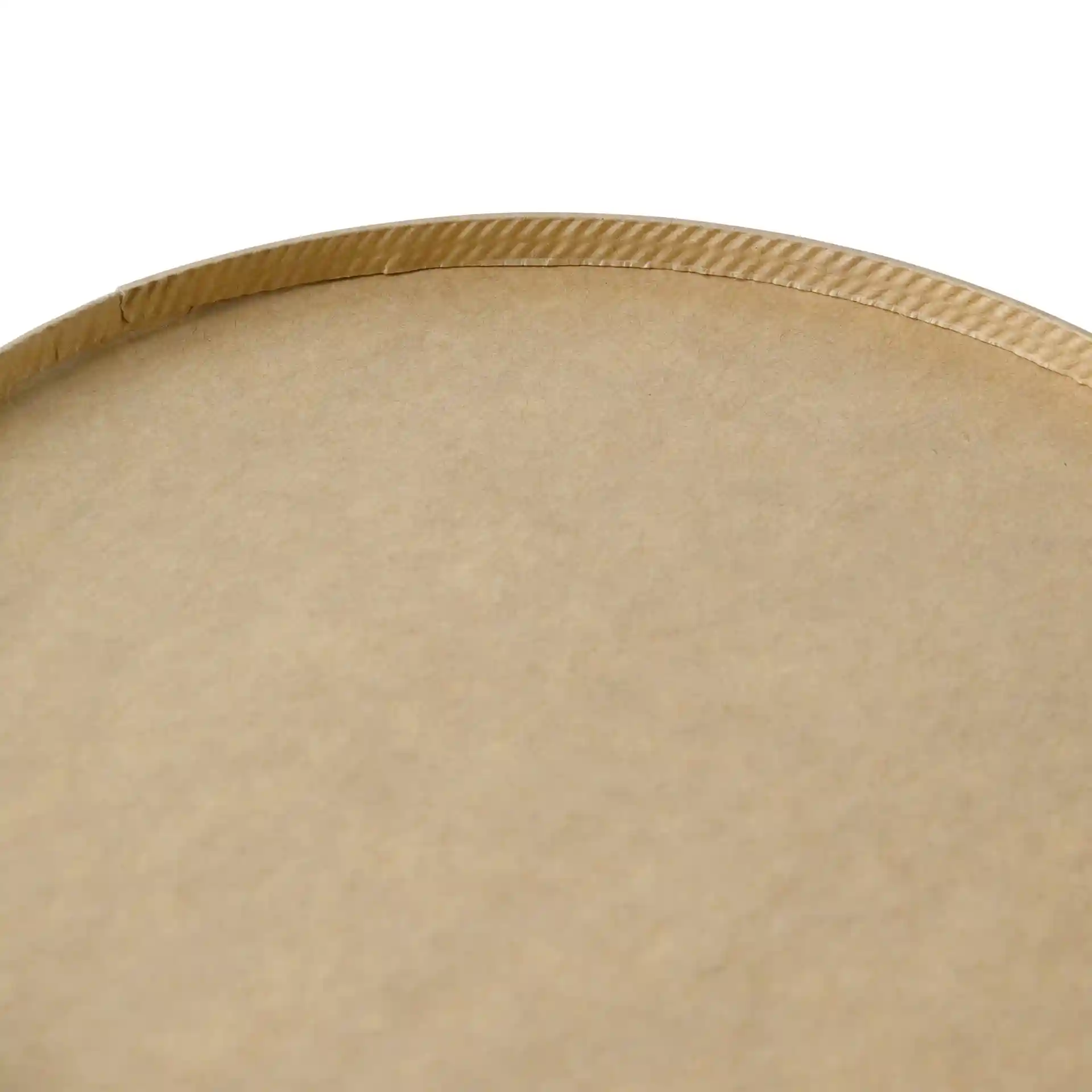 Bol rond en carton brun avec un rebord visible, surface lisse et revêtement écologique.