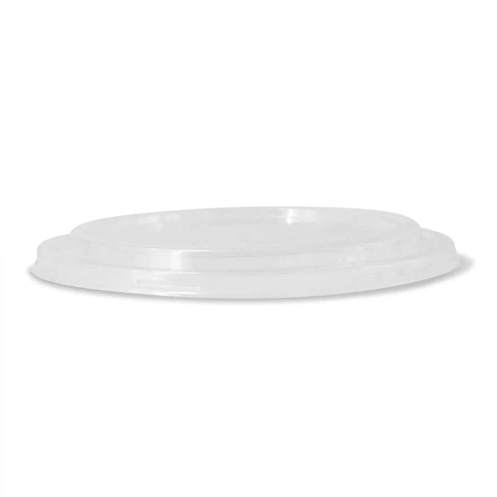 Couvercle rond transparent en PLA, mesurant 185 mm de diamètre et 17 mm de hauteur.