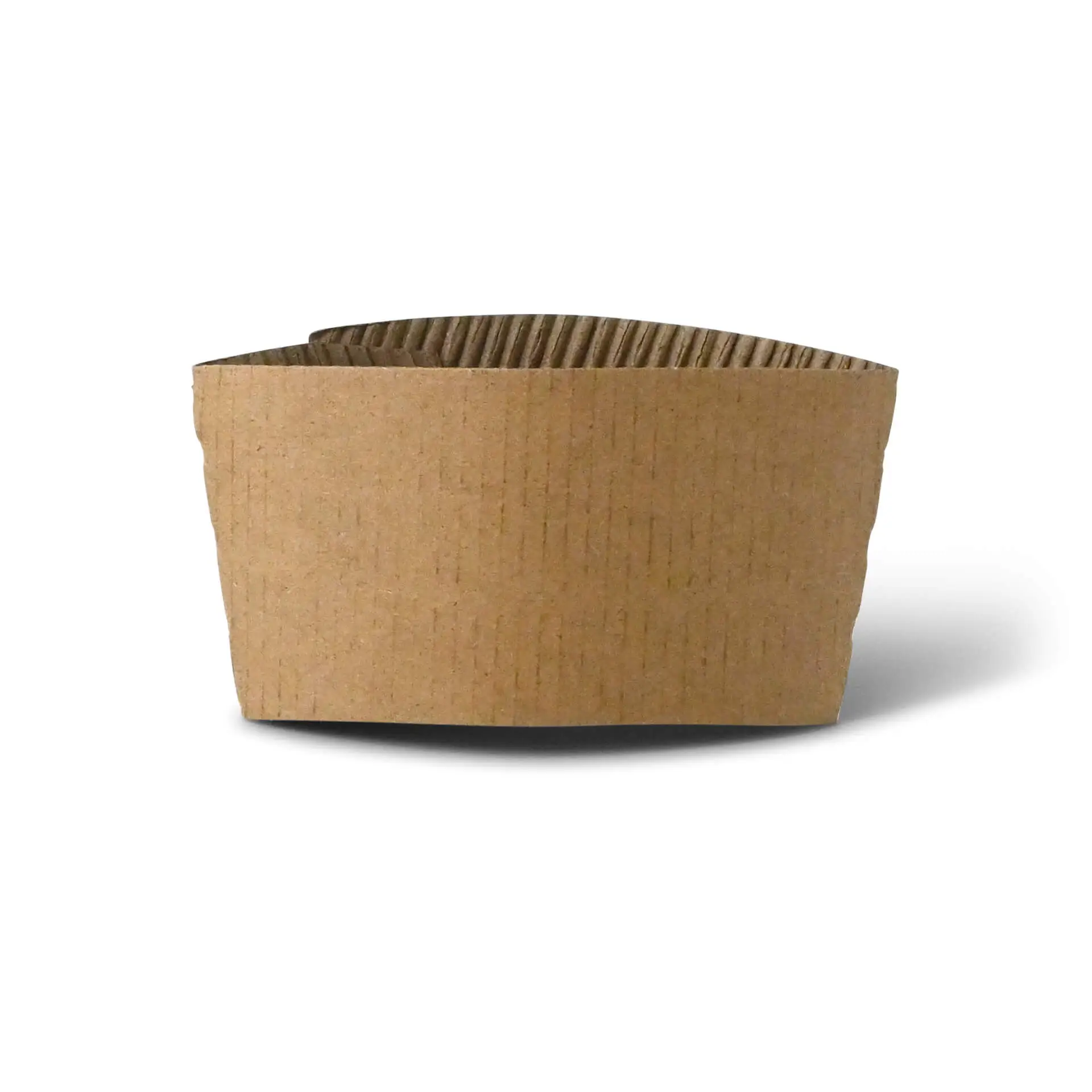 Manchon en carton brun pour gobelets en papier de 300/400/500 ml, d'une hauteur de 65 mm et d'une largeur de 130 mm.