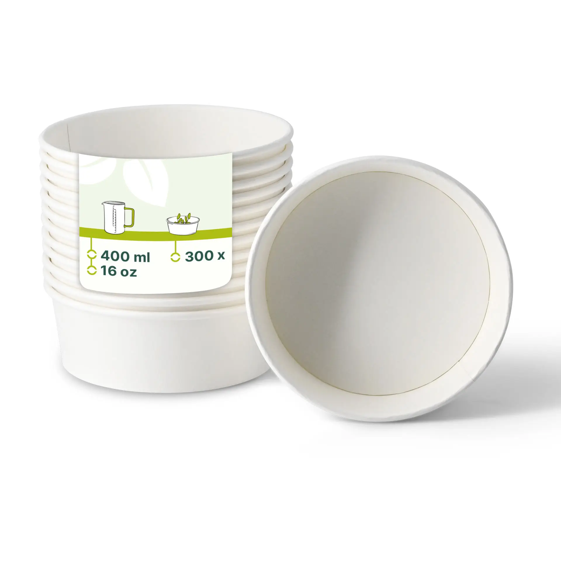 Bol rond en carton kraft (revêtu de PE), 400 ml, Ø 150 mm, blanc, rondes (650 ml de volume max.) con30025-01-0-kartonschalen-beschichtet-salatschalen-400-ml-150-mm-weiss-rund-650-ml-max-volumen