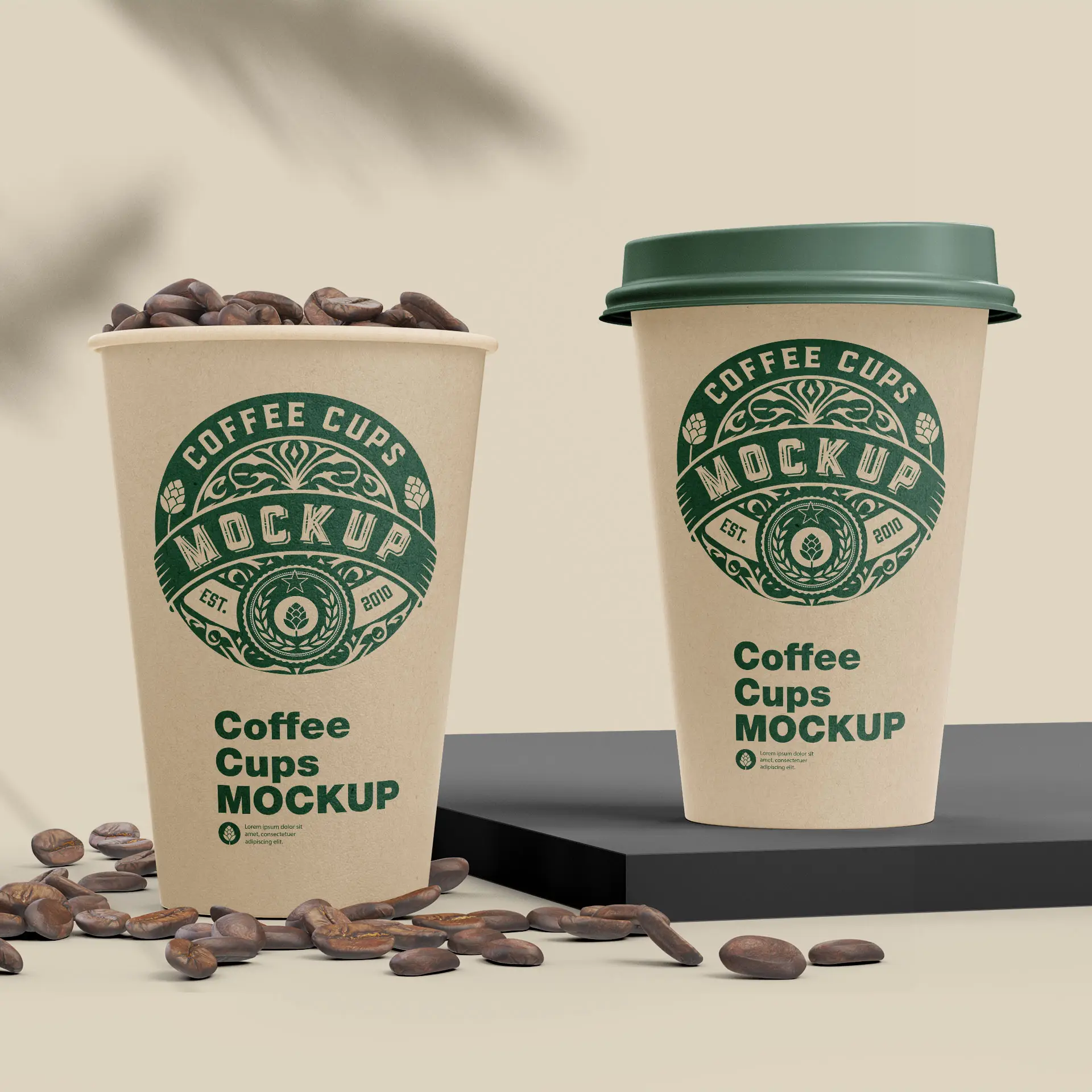 Gobelets personnalisés, paroi simple, 400 ml / 16 oz, brun, PLA