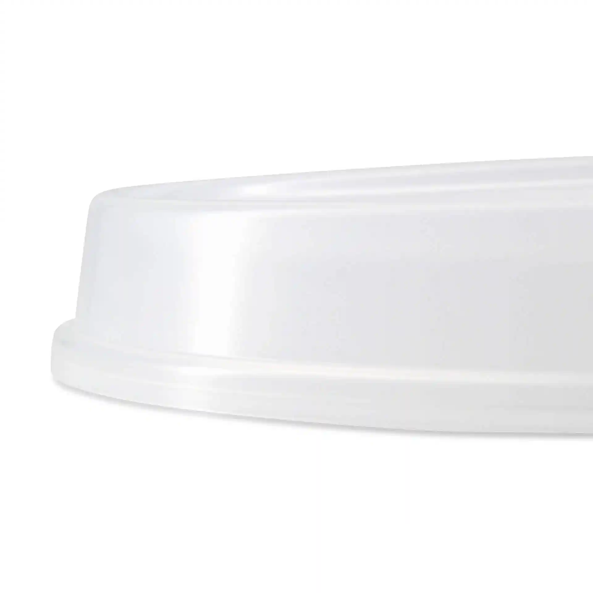 Couvercle réutilisable transparent avec surface lisse, conçu pour une assiette, mesurant 27,5 x 20 cm.