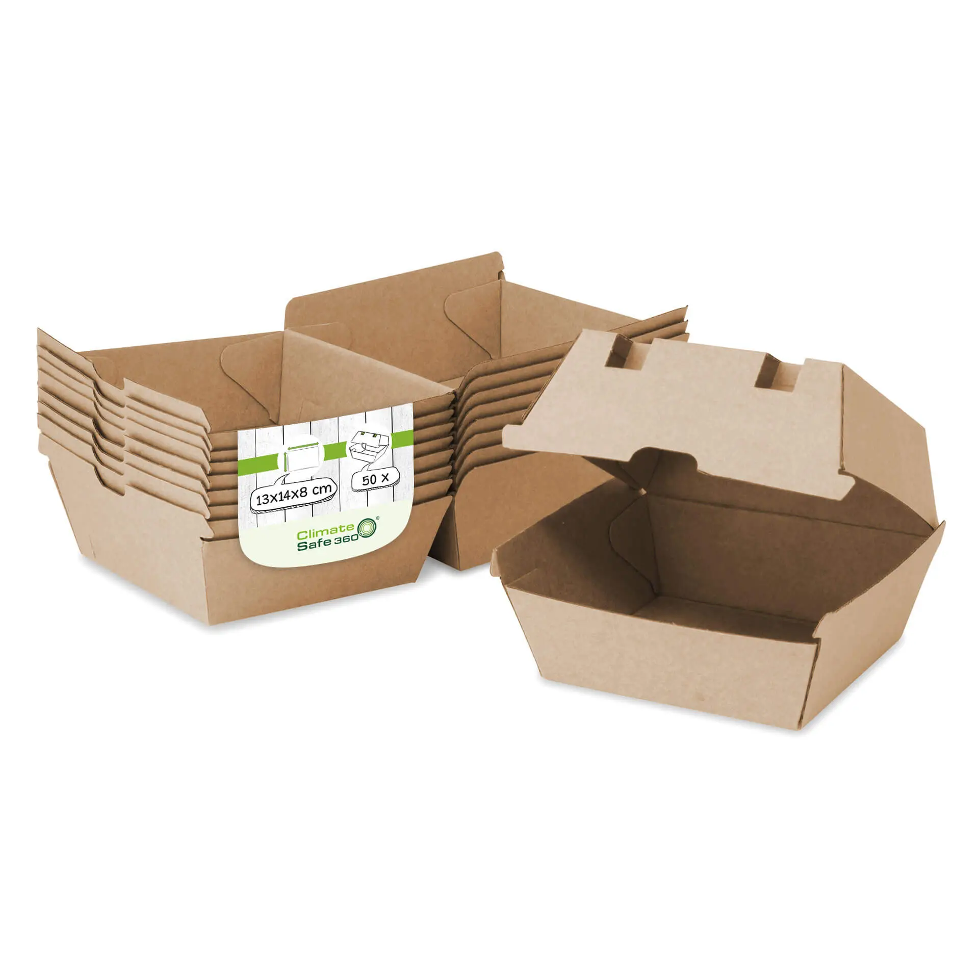 Boite à burger en carton kraft brun, 13 x 14 x 8 cm Boite à burger en carton kraft brun, 13 x 14 x 8 cm
