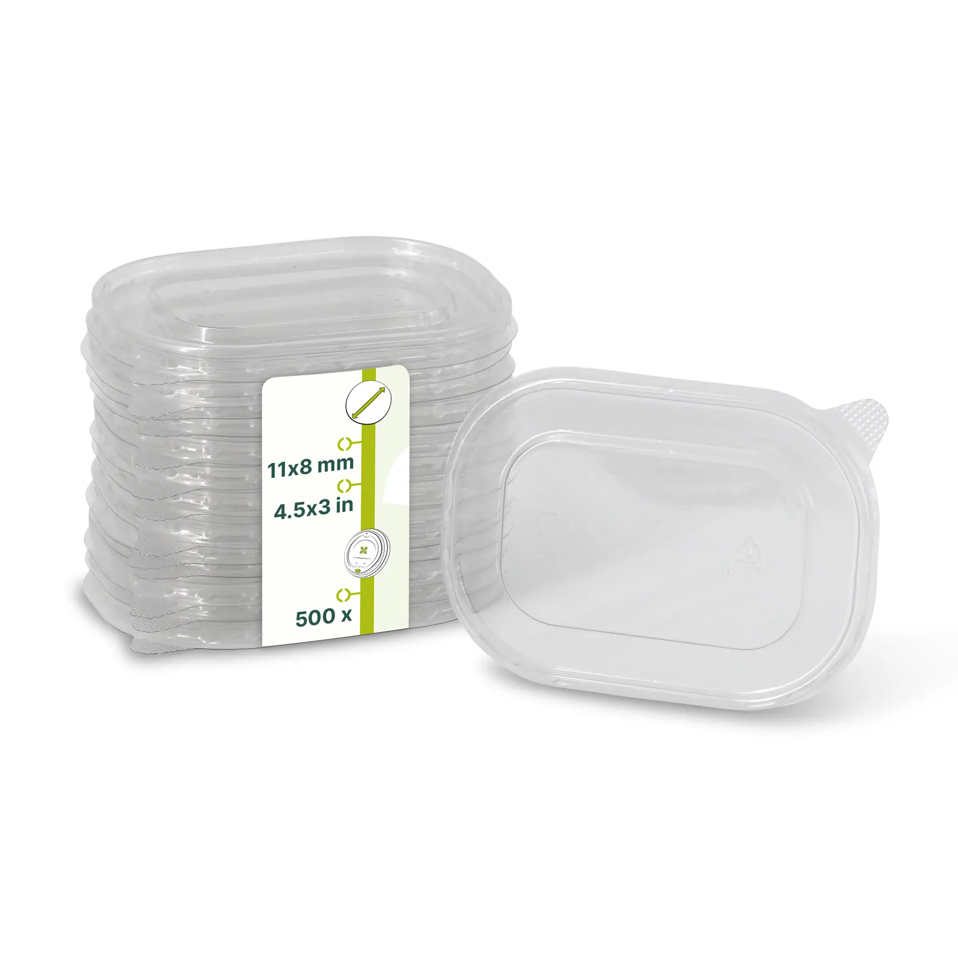 Couvercle en rPET 11 x 8 cm, transparent, rectangulaire Couvercle en rPET 11 x 8 cm, transparent, rectangulaire