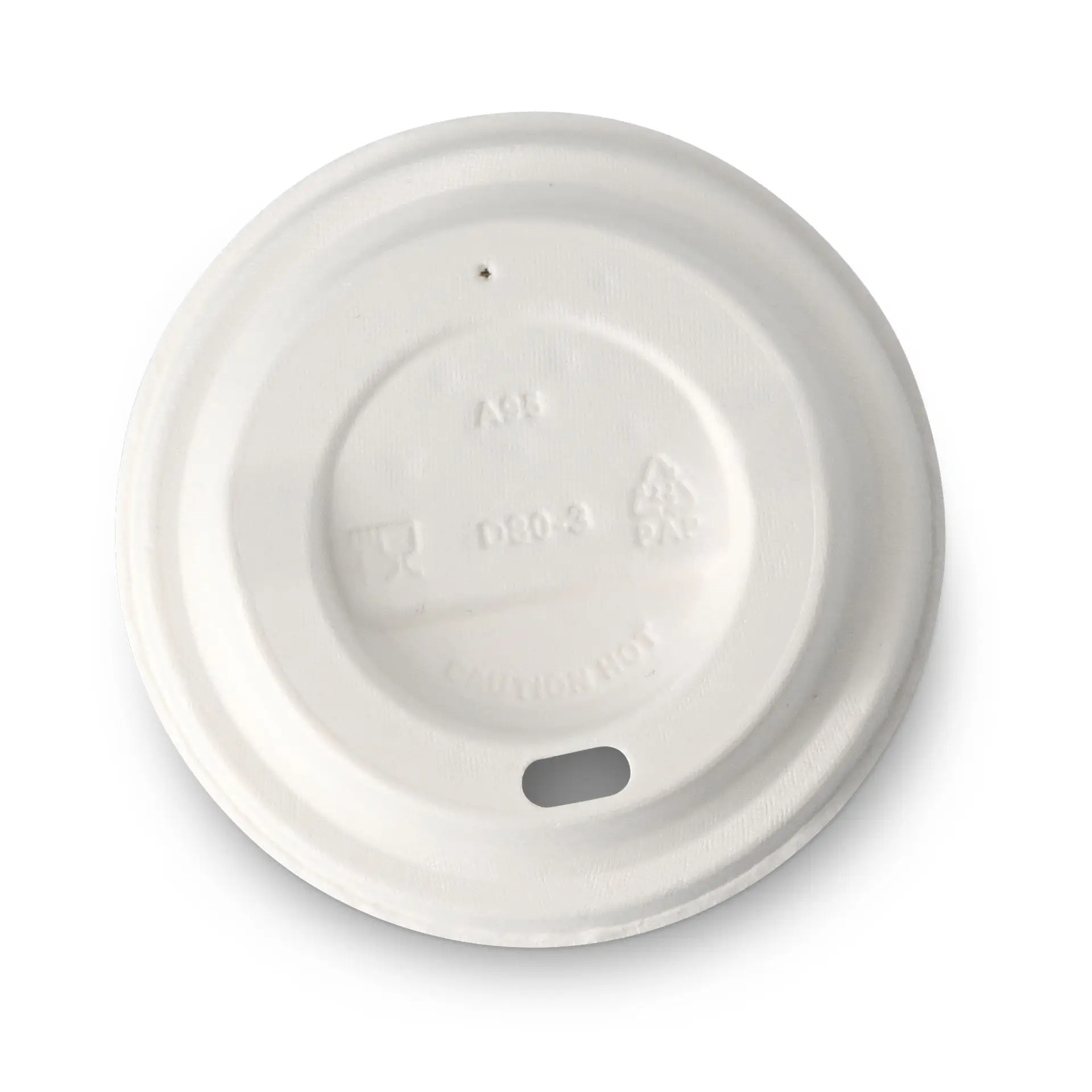 Couvercle en carton Ø 80 mm, blanc, avec ouverture pour boire Couvercle en carton Ø 80 mm, blanc, avec ouverture pour boire