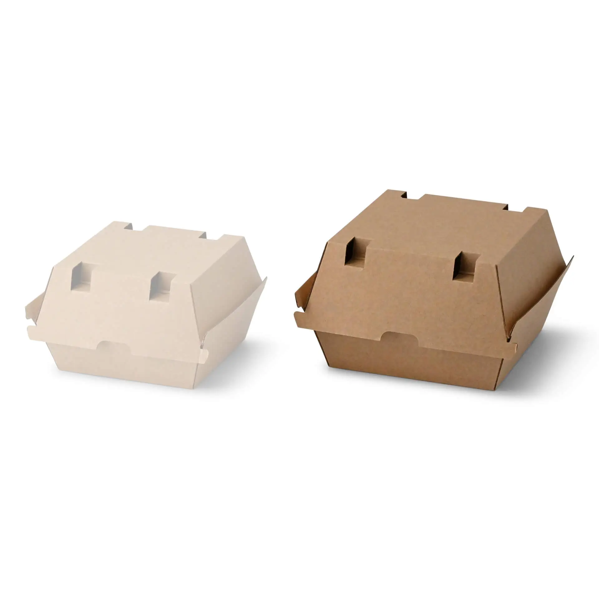 Boite à burger en carton kraft brun, 16,8 x 15,8 x 9,8 cm