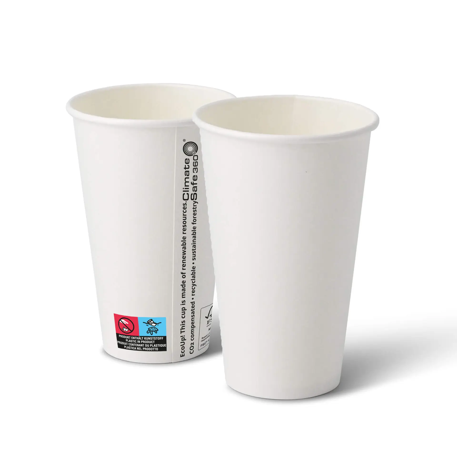 Gobelet en carton (revêtu de PE) 40 cl / 16 oz, Ø 90 mm, blanc