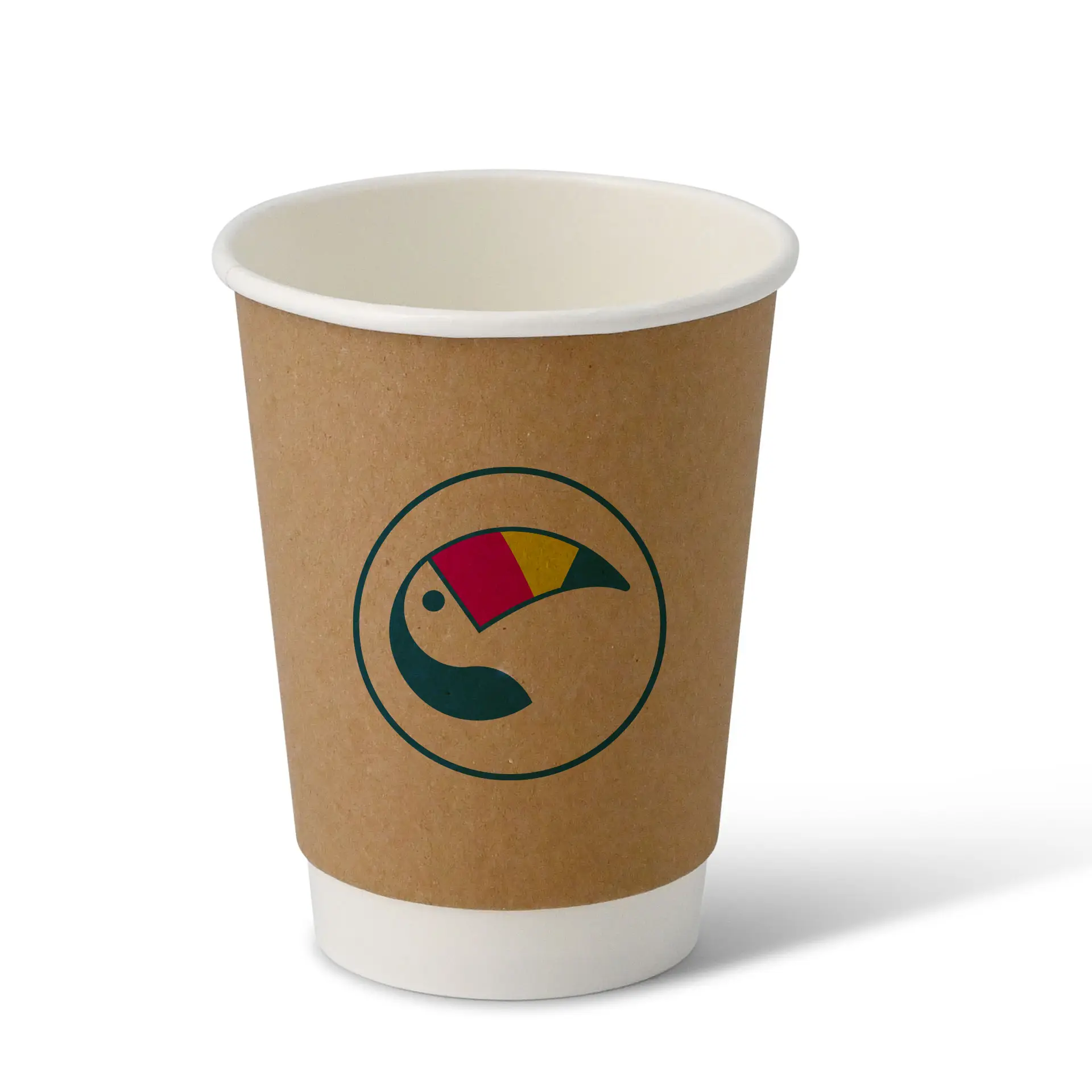 Gobelets en papier imprimés (double paroi) 300 ml / 12 oz, double paroi, marron / blanc, mat, revêtement PE Gobelets en papier imprimés (double paroi) 300 ml / 12 oz, double paroi, marron / blanc, mat, revêtement PE