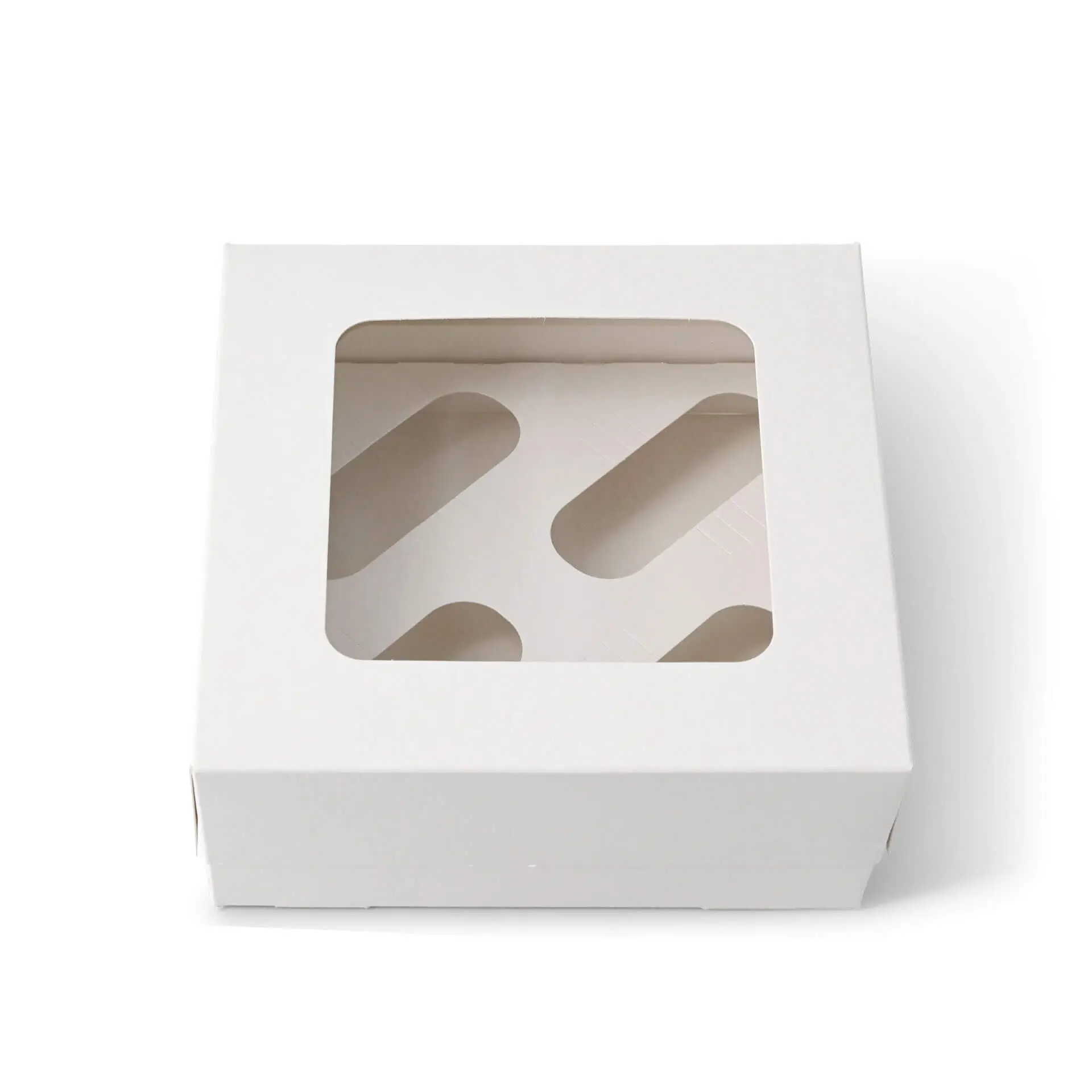 Boîtes à cupcakes (4 pièces), fenêtre en cellulose, blanches Boîtes à cupcakes (4 pièces), fenêtre en cellulose, blanches