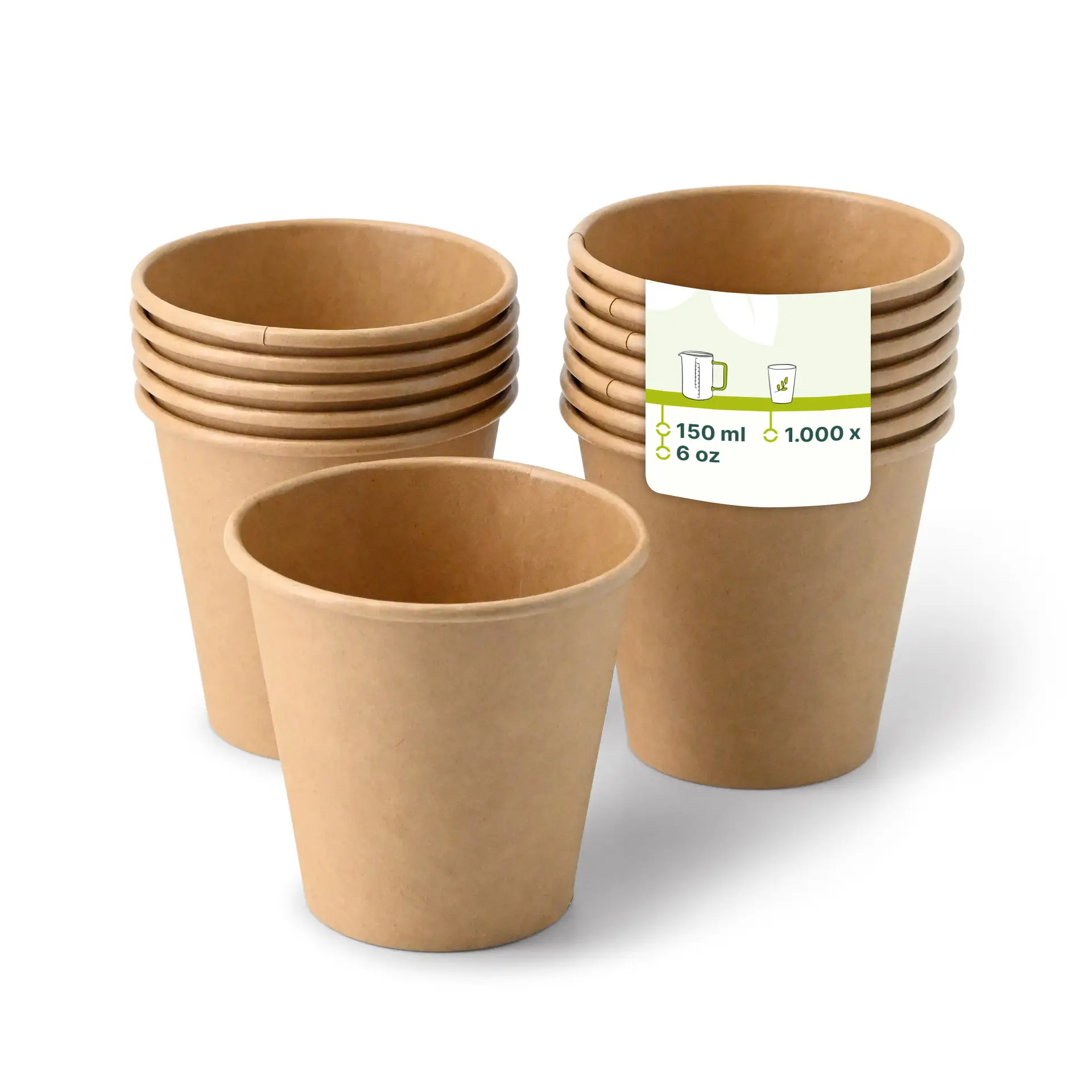 Gobelet en carton brun, 15 cl / 6 oz, Ø 80 mm dhd04511-pappbecher-150-ml-6-oz-80-mm-braun