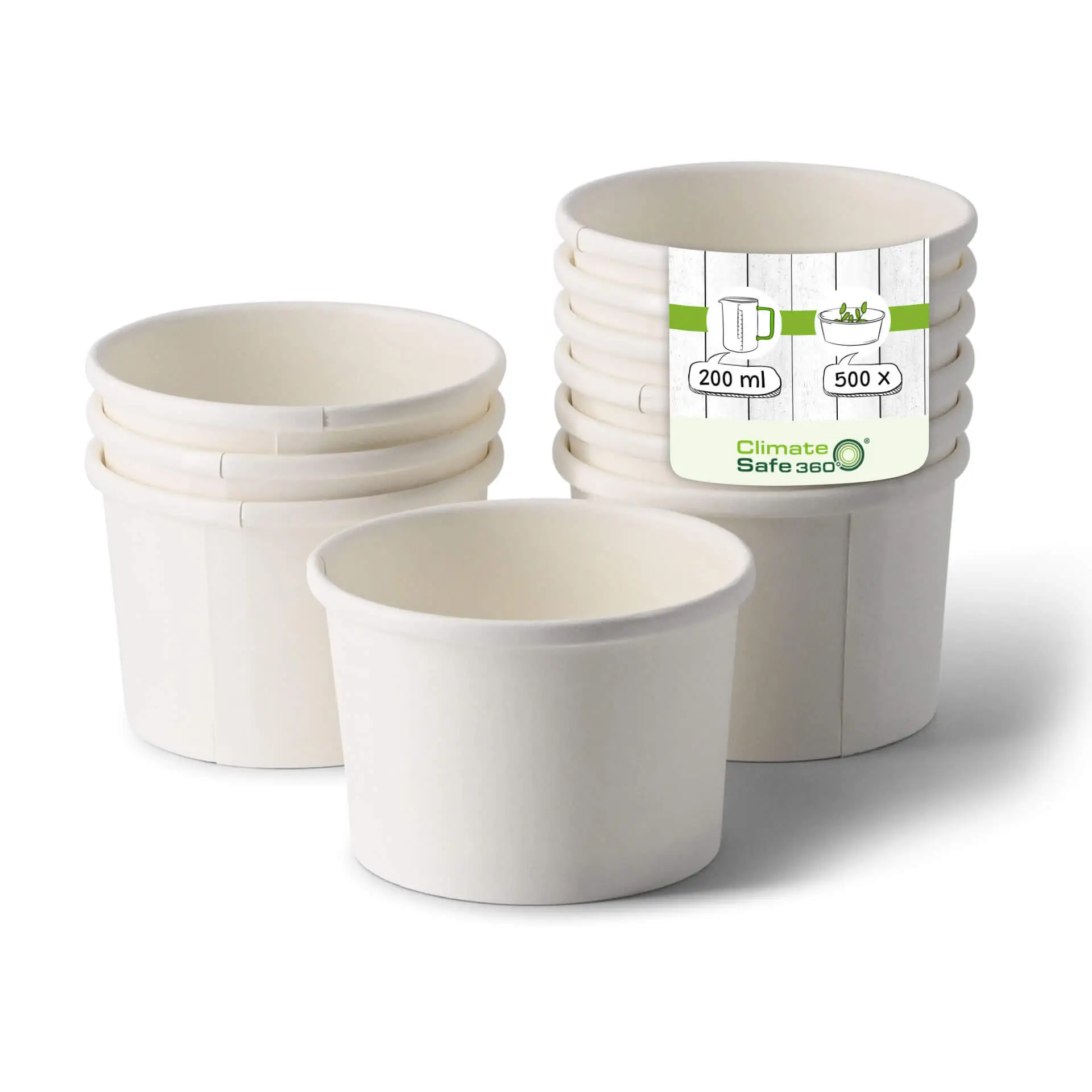Pot premium en carton blanc (revêtement biologique) 200 ml / 8 oz, Ø 90 mm