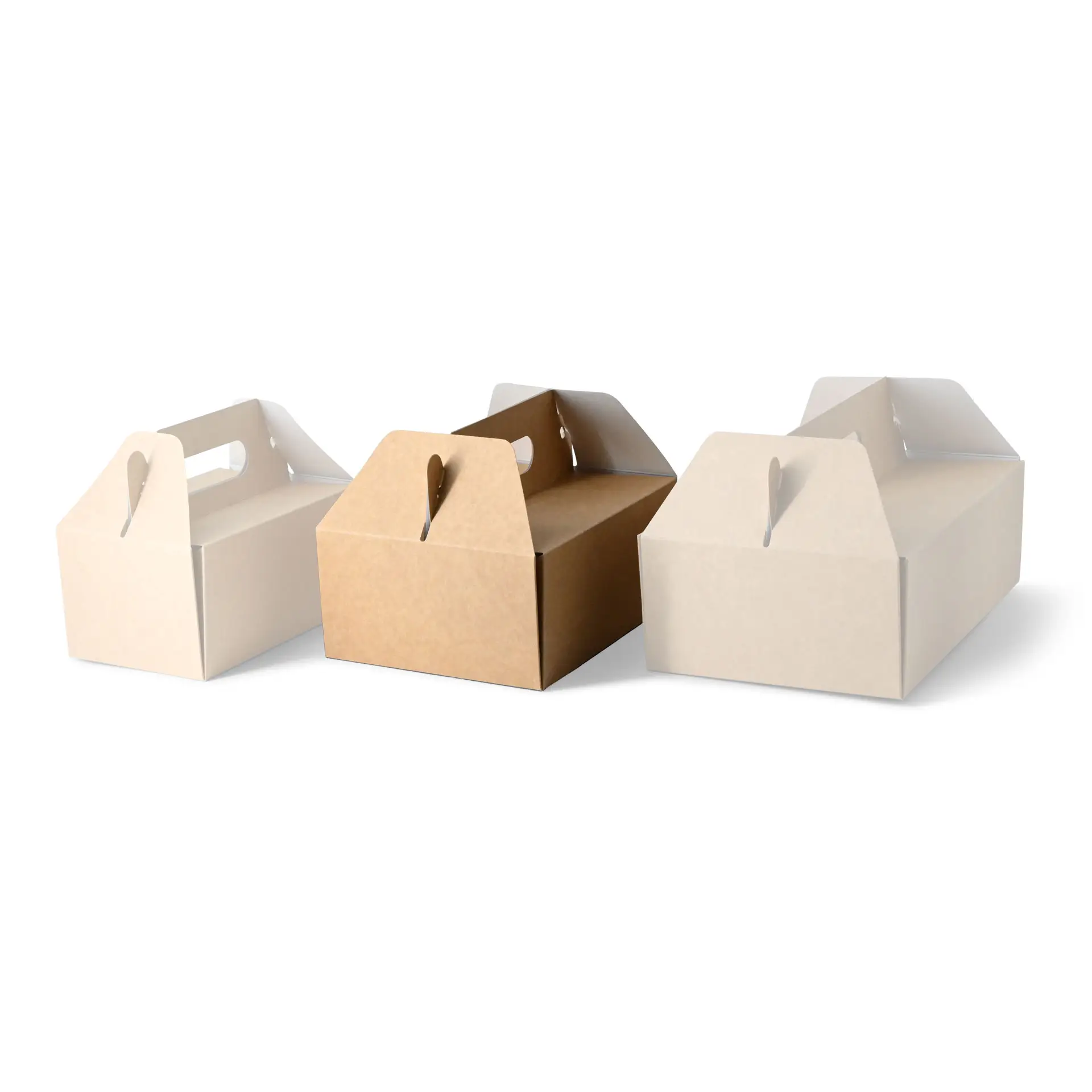 Boîte à gâteaux en carton avec poignée M, 21 x 16 x 9 cm, marron, pliable