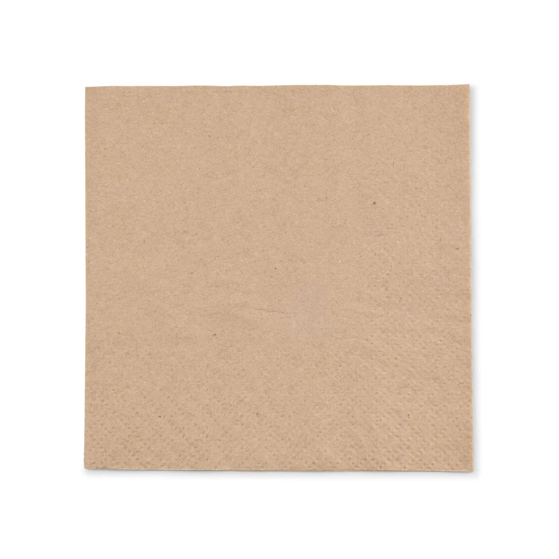 Serviette en papier carrée non blanchie avec un design à 2 plis et un symbole de recyclage imprimé en noir.