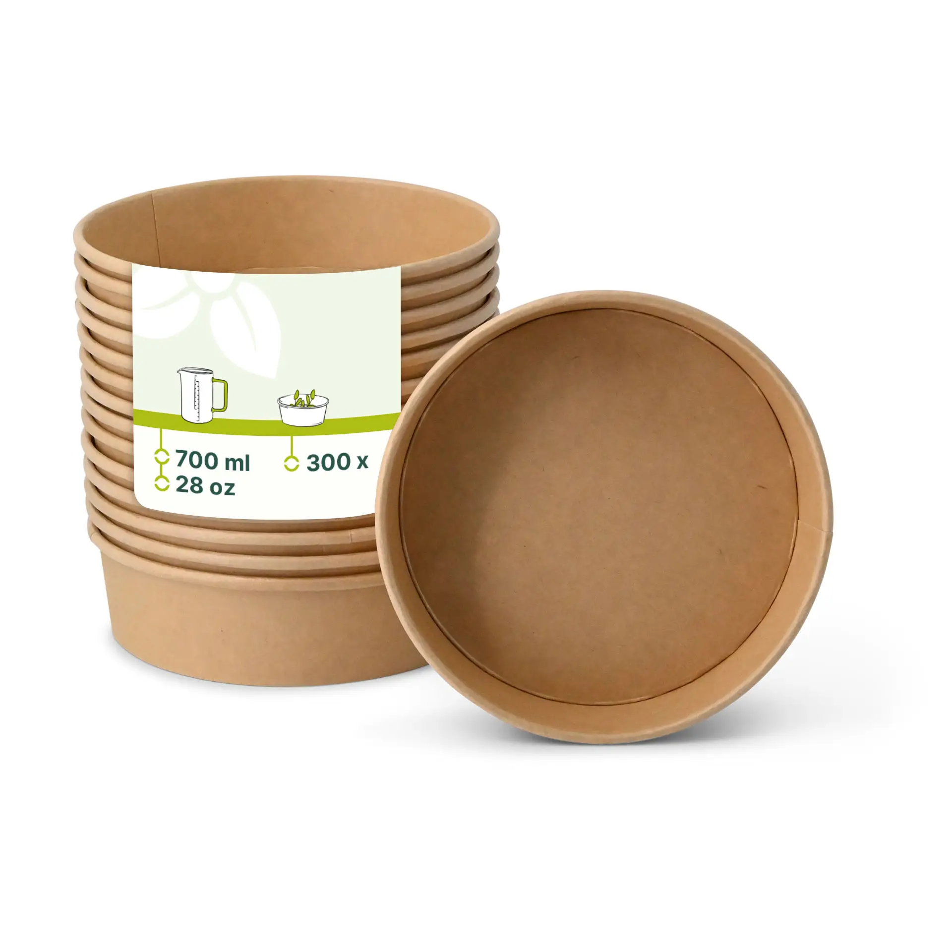 Bol premium rond en carton kraft brun (revêtement biologique) 700 ml, Ø 185 mm Bol premium rond en carton kraft brun (revêtement biologique) 700 ml, Ø 185 mm