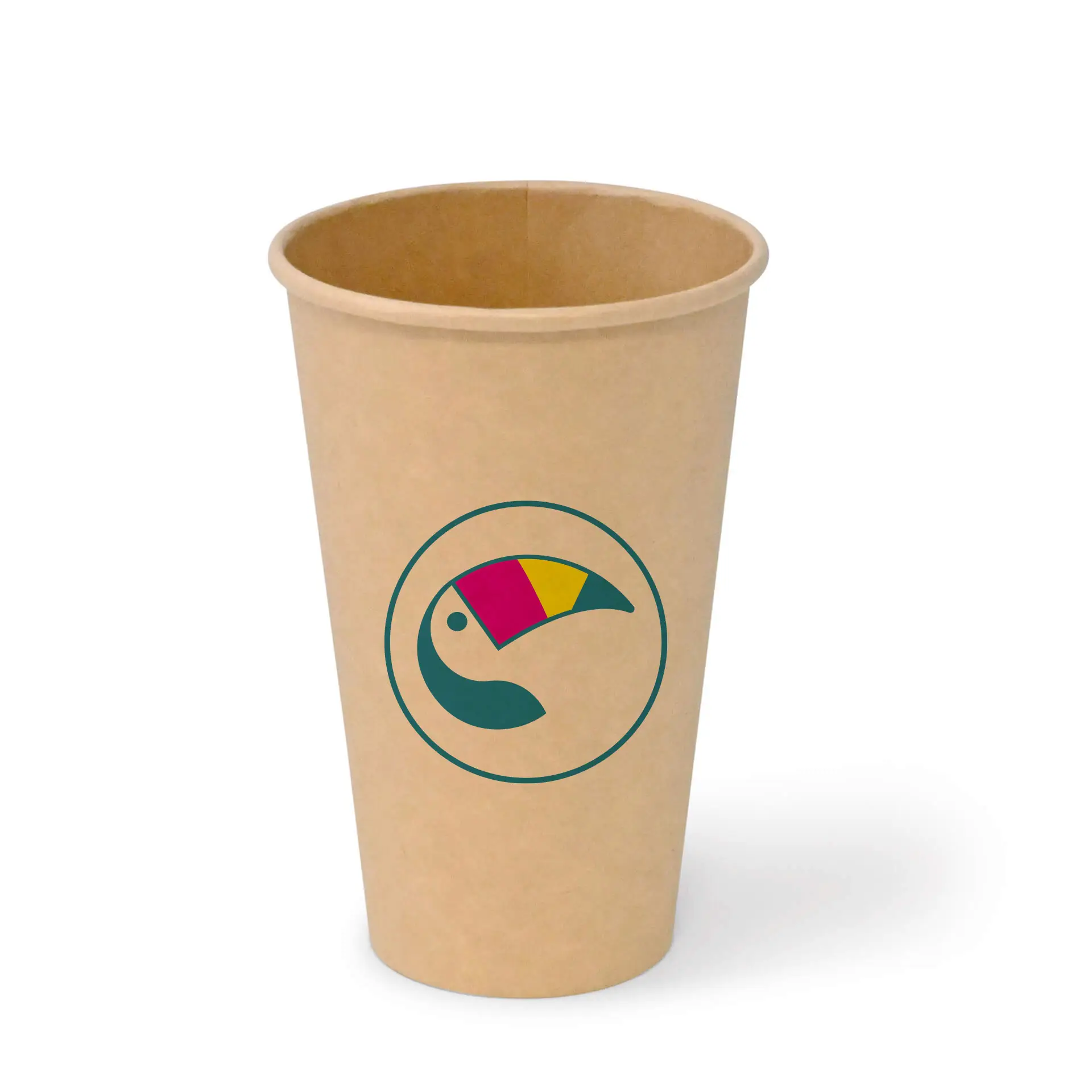 Gobelets en carton avec logo (simple paroi), 400 ml / 16 oz, brun, revêtement PE