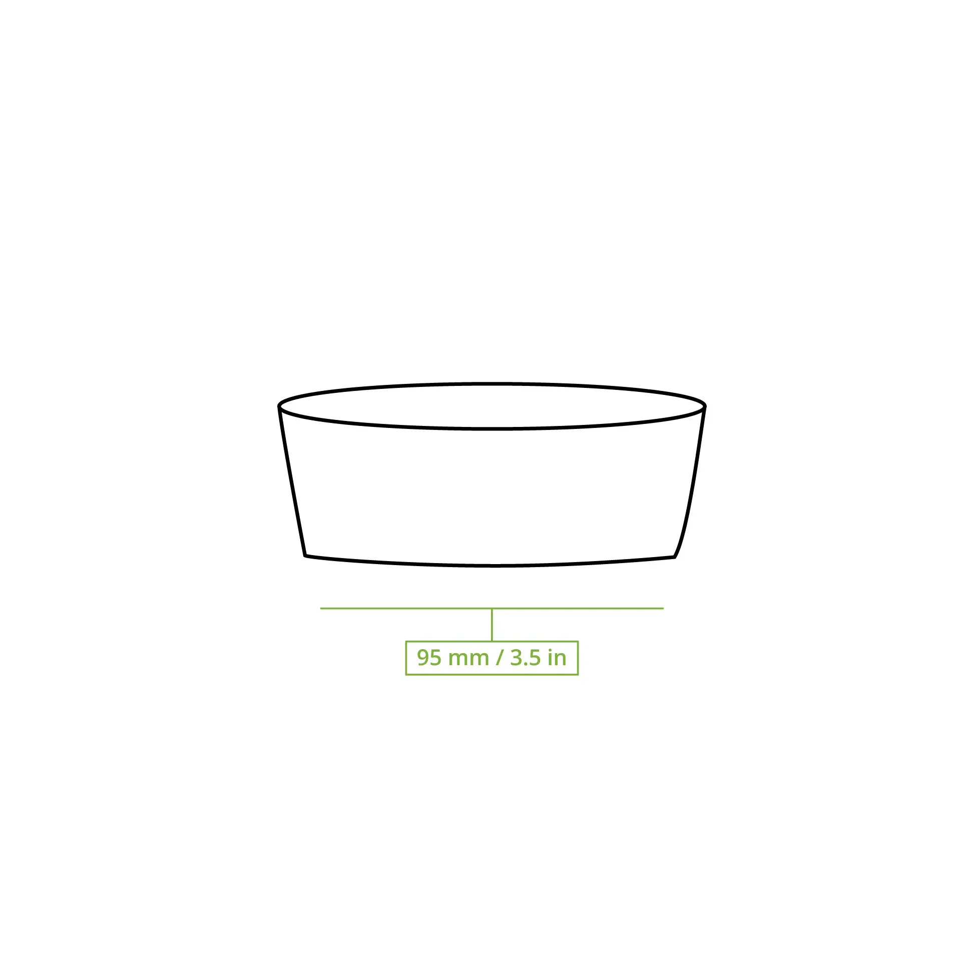 Gobelet en PET d'un diamètre de 95 mm, conçu pour séparer les garnitures et les sauces dans les emballages alimentaires.