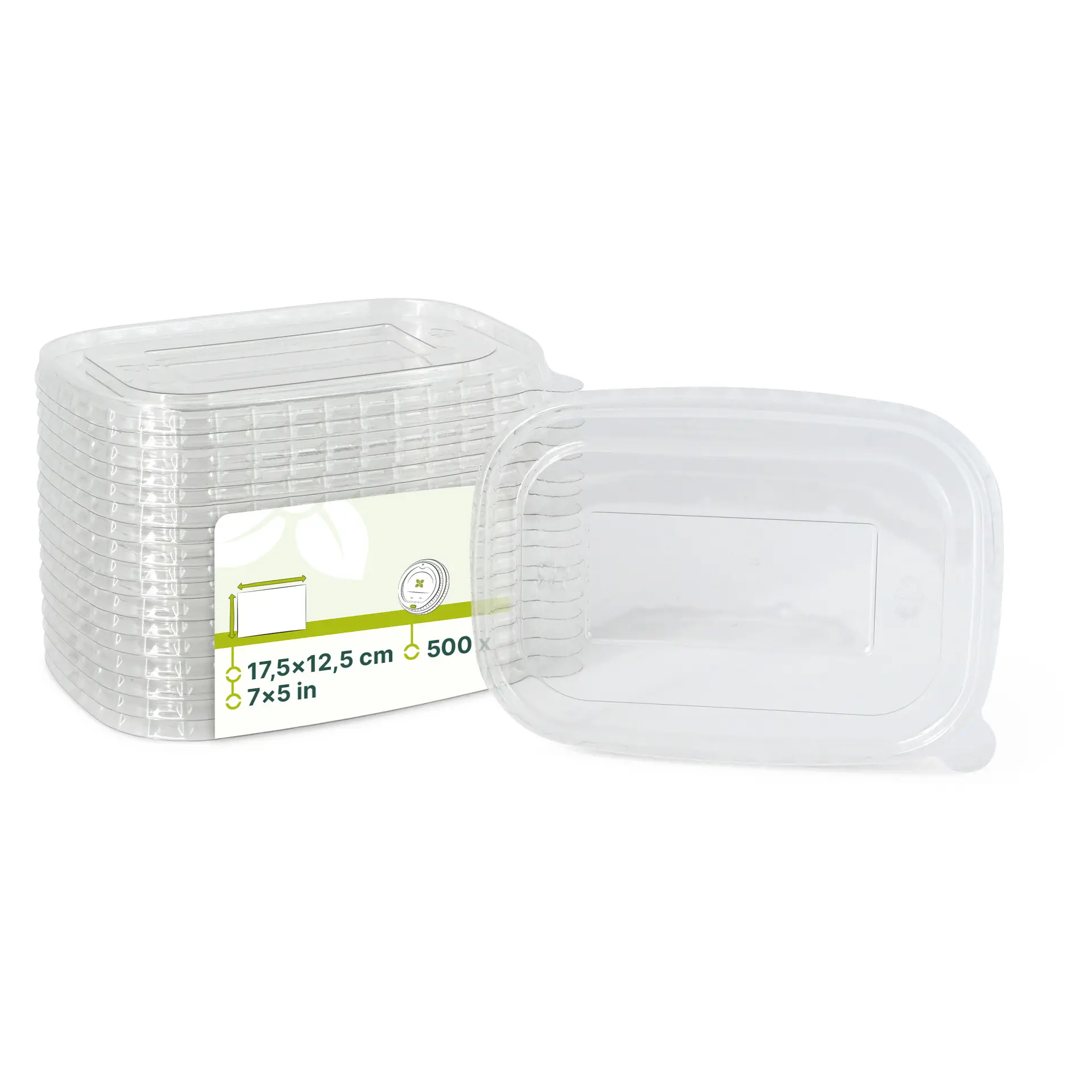 Couvercle en rPET 17,5 x 12,5 cm, transparent, rectangulaire Couvercle en rPET 17,5 x 12,5 cm, transparent, rectangulaire
