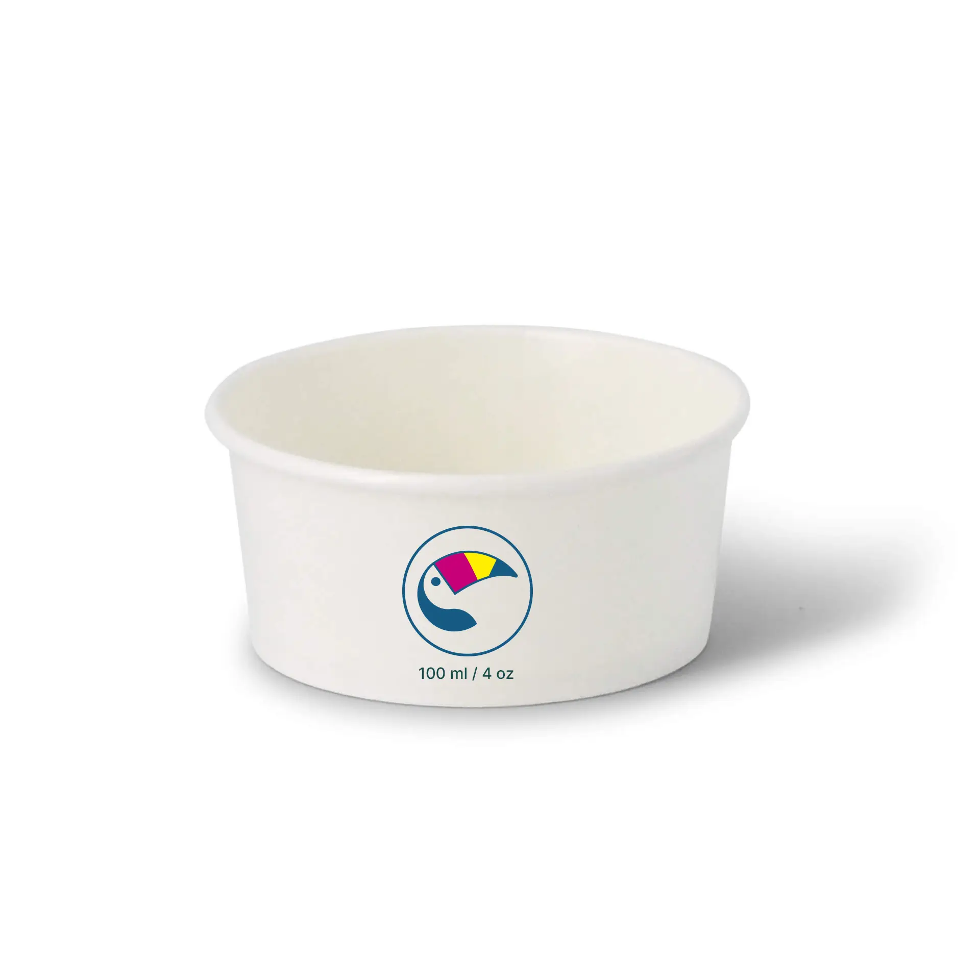 Gobelets à glace personnalisables (optionnel avec couvercle), 100 ml / 4 oz, blanc, revêtement PE