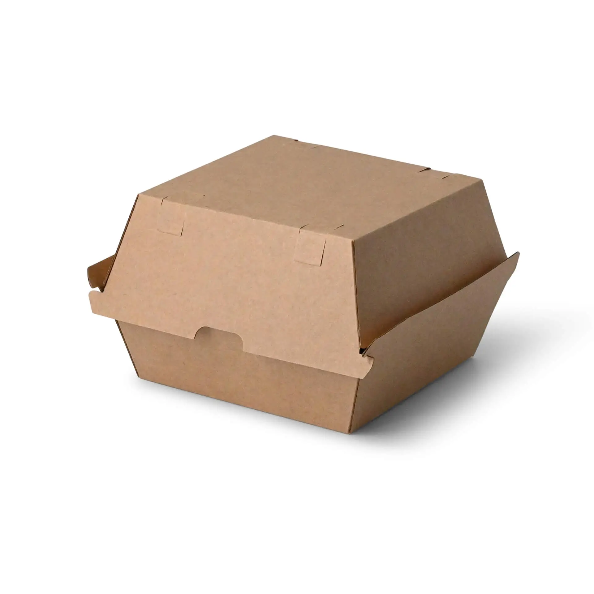 Boite à burger en carton kraft brun, 16,8 x 15,8 x 9,8 cm