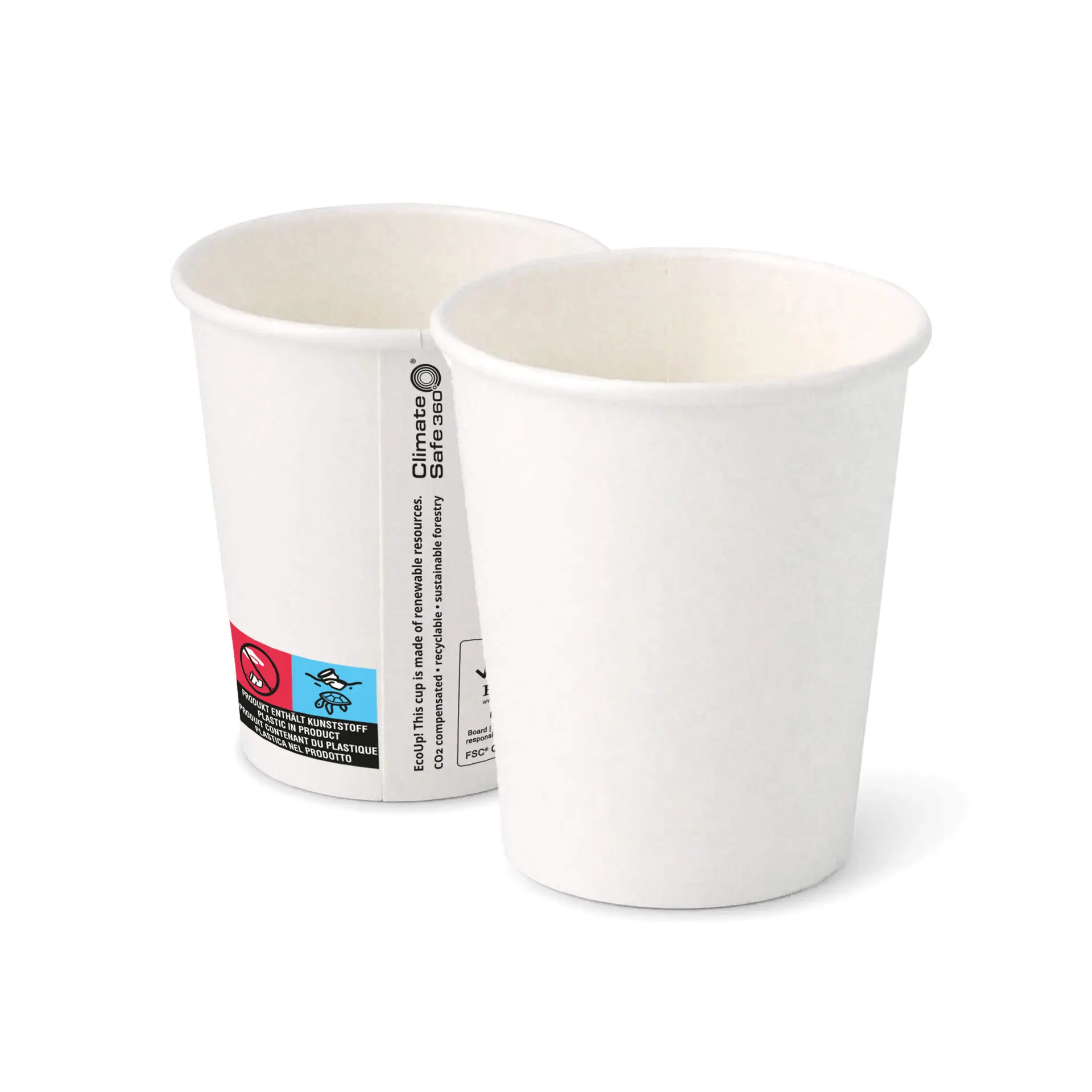 Gobelet en carton (revêtu de PE) 20 cl / 8 oz, Ø 80 mm, blanc