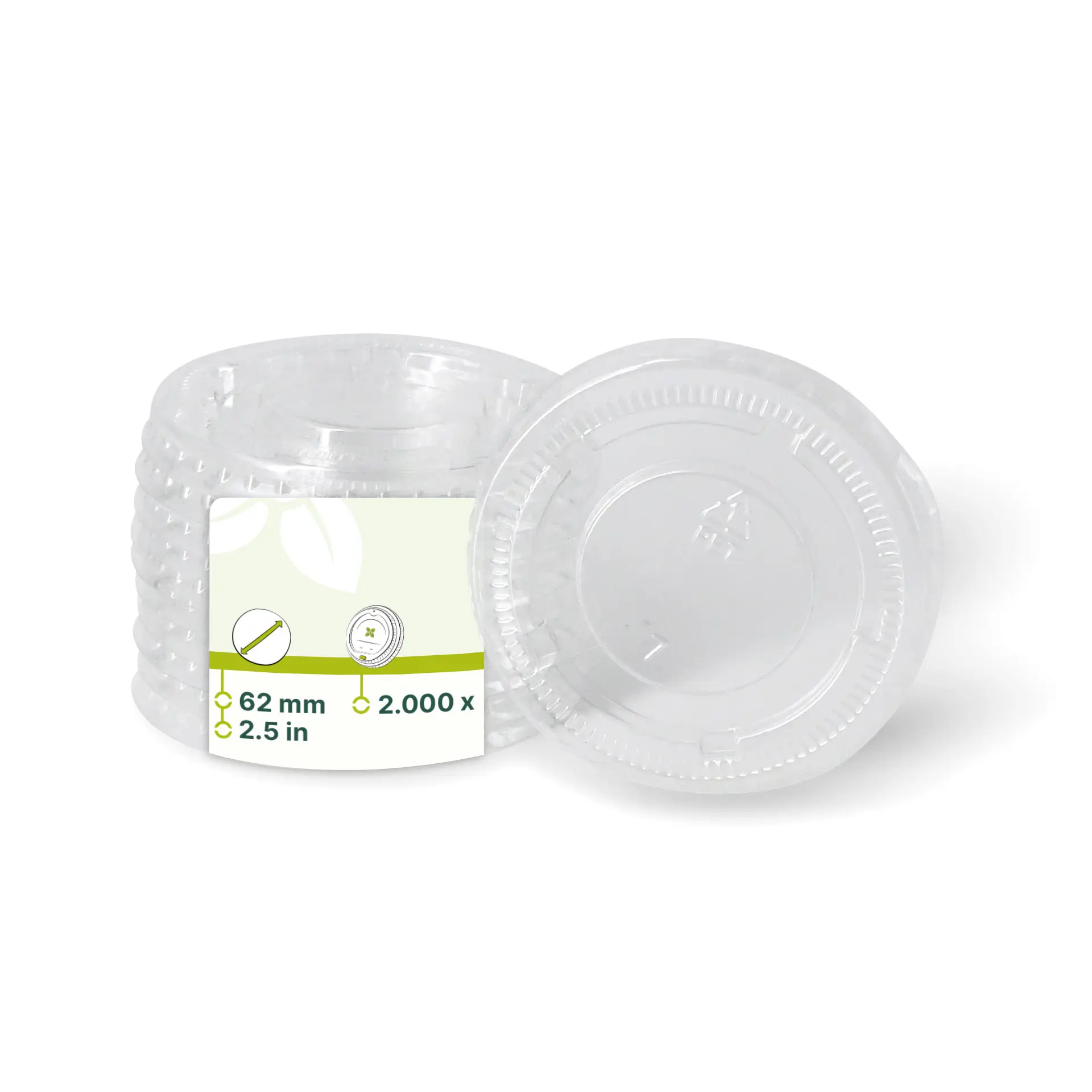 Couvercles en PET Ø 62 mm, transparent, rond Couvercles en PET Ø 62 mm, transparent, rond
