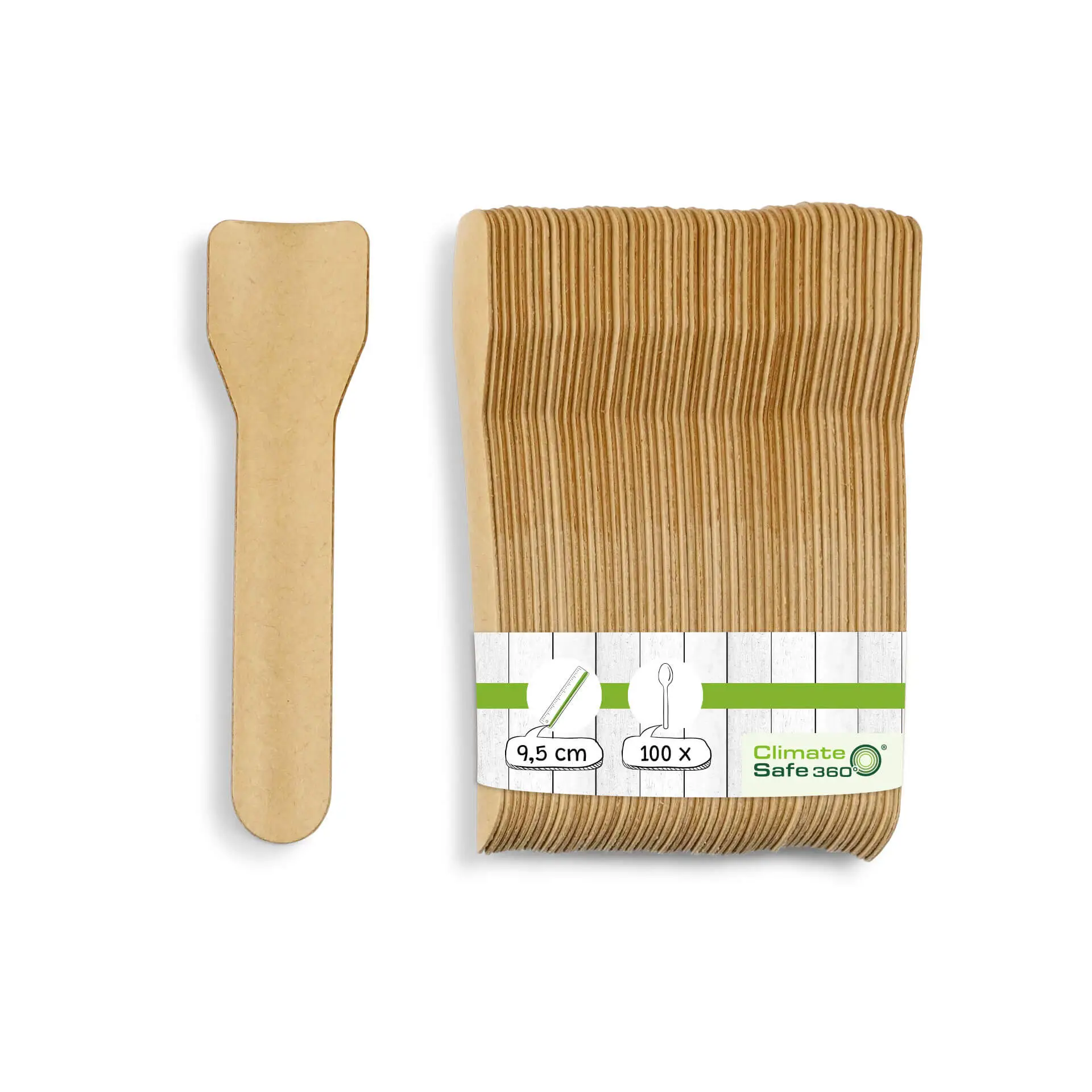 Spatule à glace en papier brun, 9,5 cm Spatule à glace en papier brun, 9,5 cm