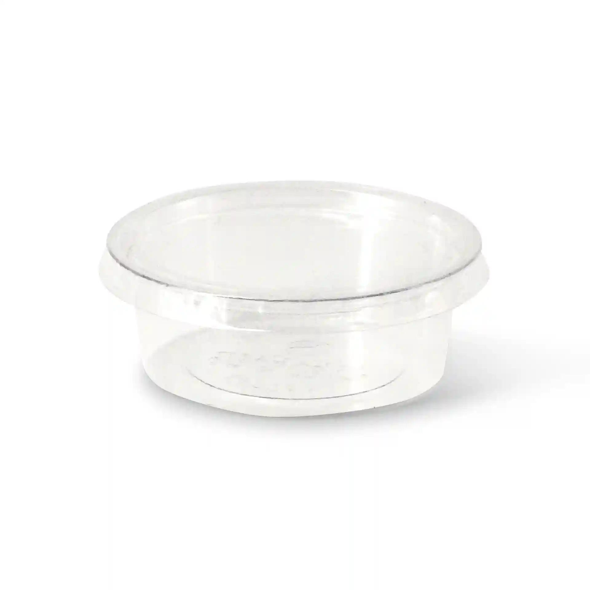 Gobelet portion en PLA transparent de 60 ml avec un diamètre de 70 mm et une hauteur de 25 mm.