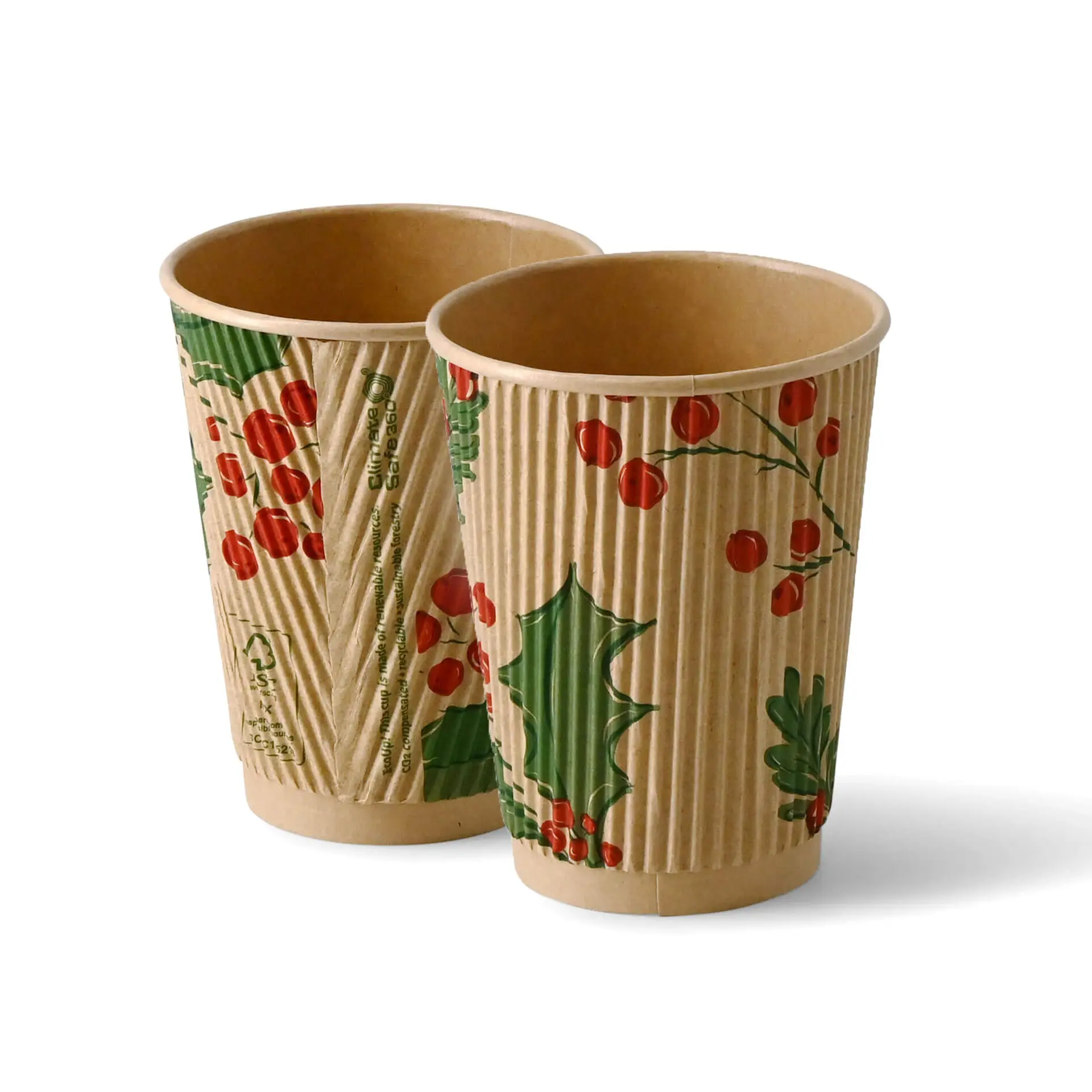 Gobelet ondulé hiver non blanchi "Branches" 300 ml / 12 oz, Ø 90 mm
