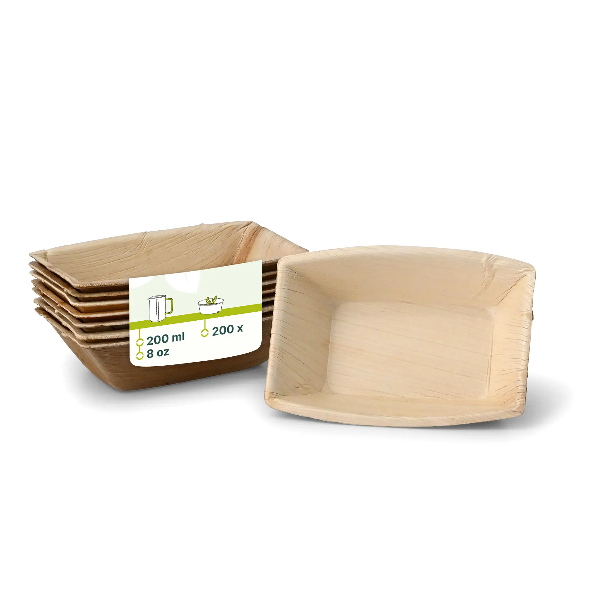 Bol en Feuille de Palmier "Palmware®" 200 ml, rectangulaires Bol en Feuille de Palmier "Palmware®" 200 ml, rectangulaires